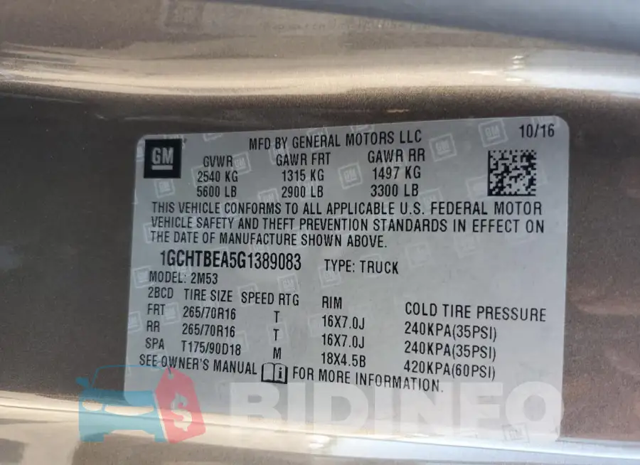 1GCHTBEA5G1389083 Photo# 12