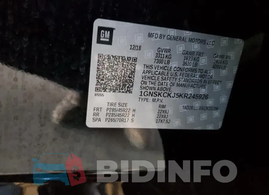 1GNSKCKJ5KR245926 Photo# 13