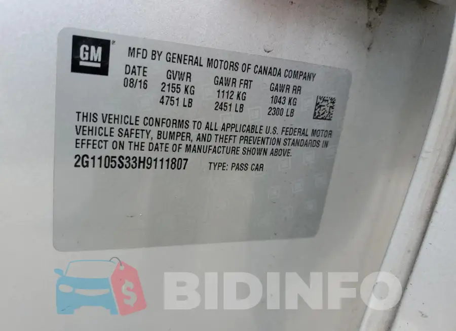 2G1105S33H9111807 Photo# 13