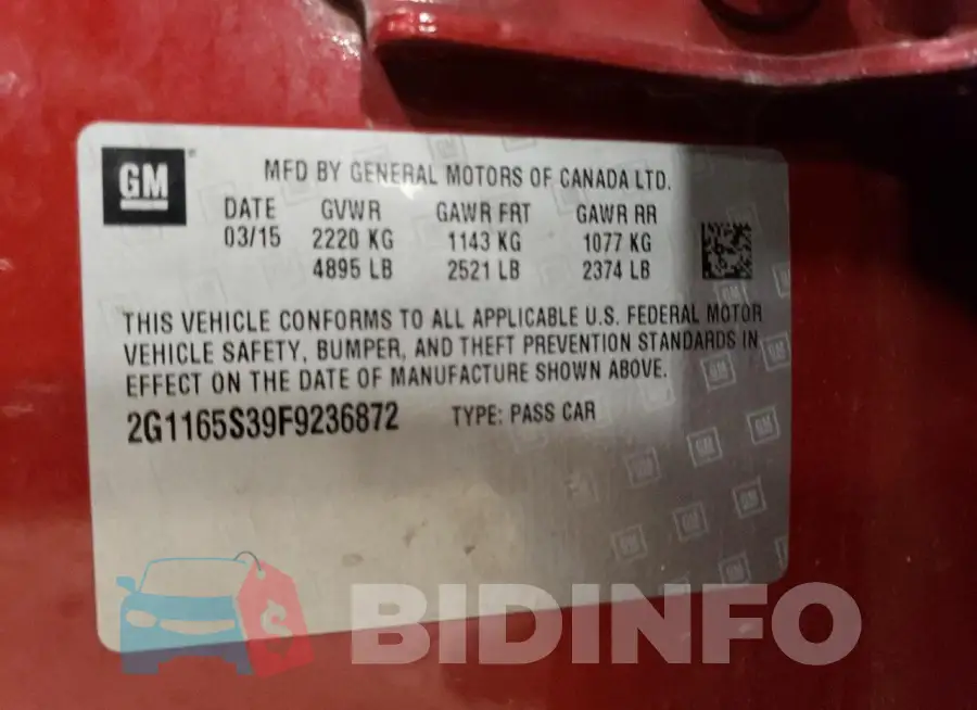 2G1165S39F9236872 Photo# 12
