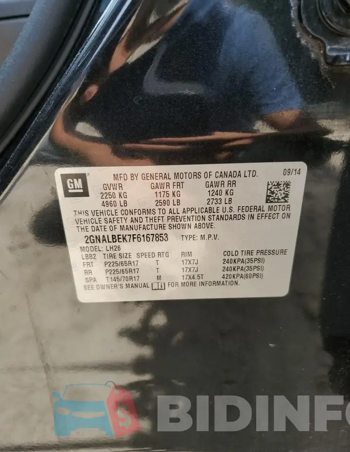 2GNALBEK7F6167853 Photo# 13