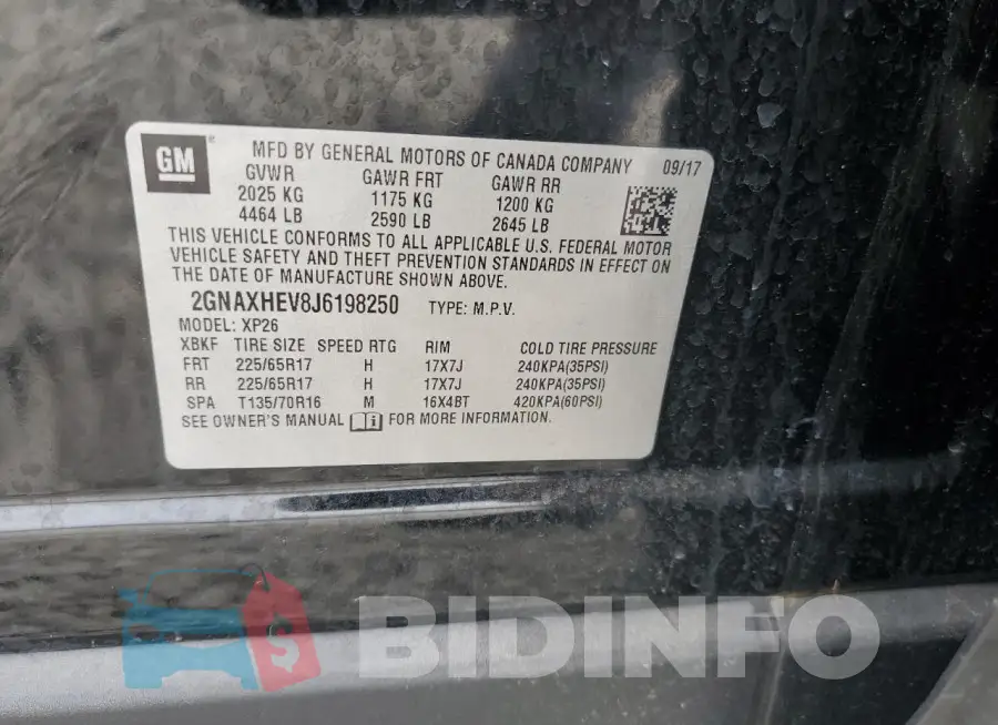 2GNAXHEV8J6198250 Photo# 13