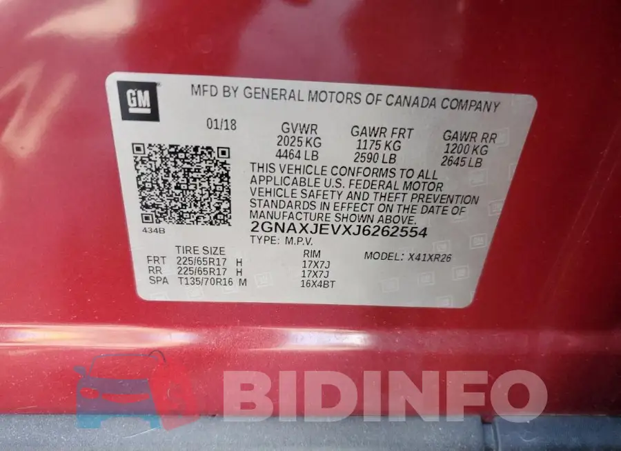 2GNAXJEVXJ6262554 Photo# 13