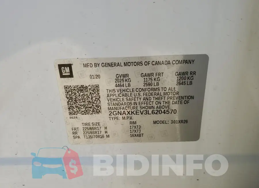 2GNAXKEV3L6204570 Photo# 12