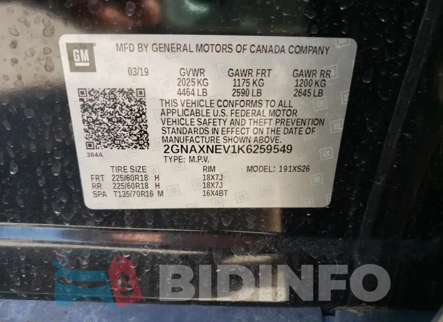 2GNAXNEV1K6259549 Photo# 12