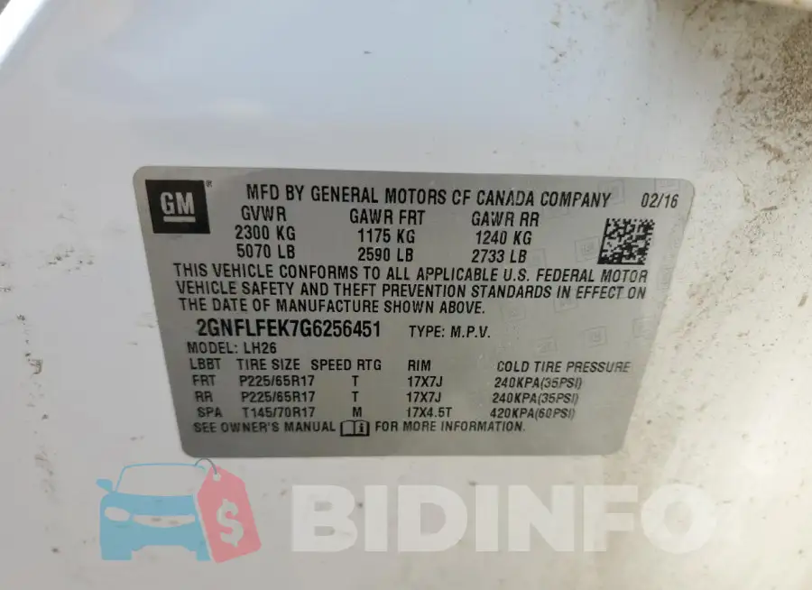 2GNFLFEK7G6256451 Photo# 13