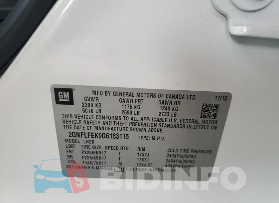 2GNFLFEK9G6183115 Photo# 13