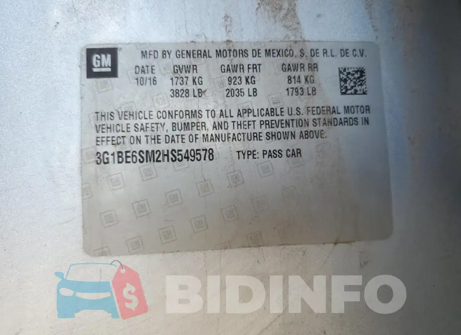 3G1BE6SM2HS549578 Photo# 12