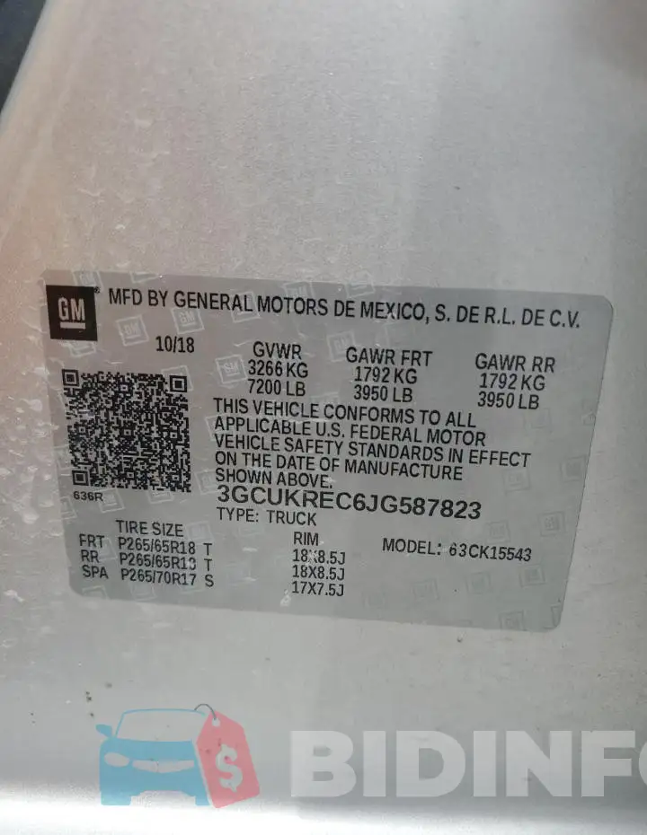 3GCUKREC6JG587823 Photo# 12