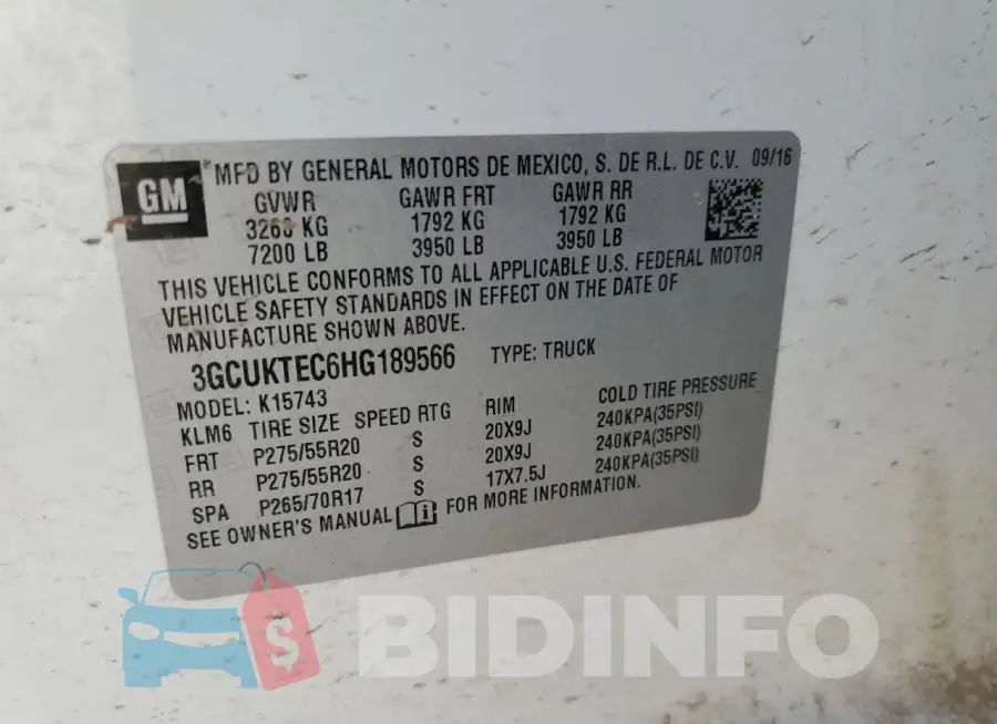 3GCUKTEC6HG189566 Photo# 12
