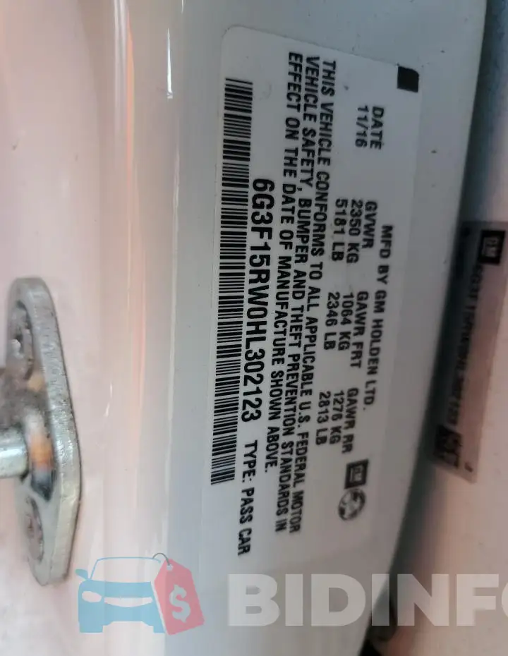 6G3F15RW0HL302123 Photo# 12