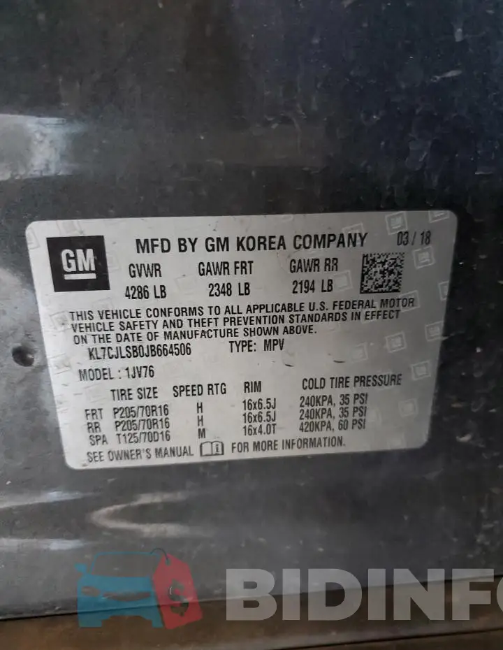 KL7CJLSB0JB664506 Photo# 12