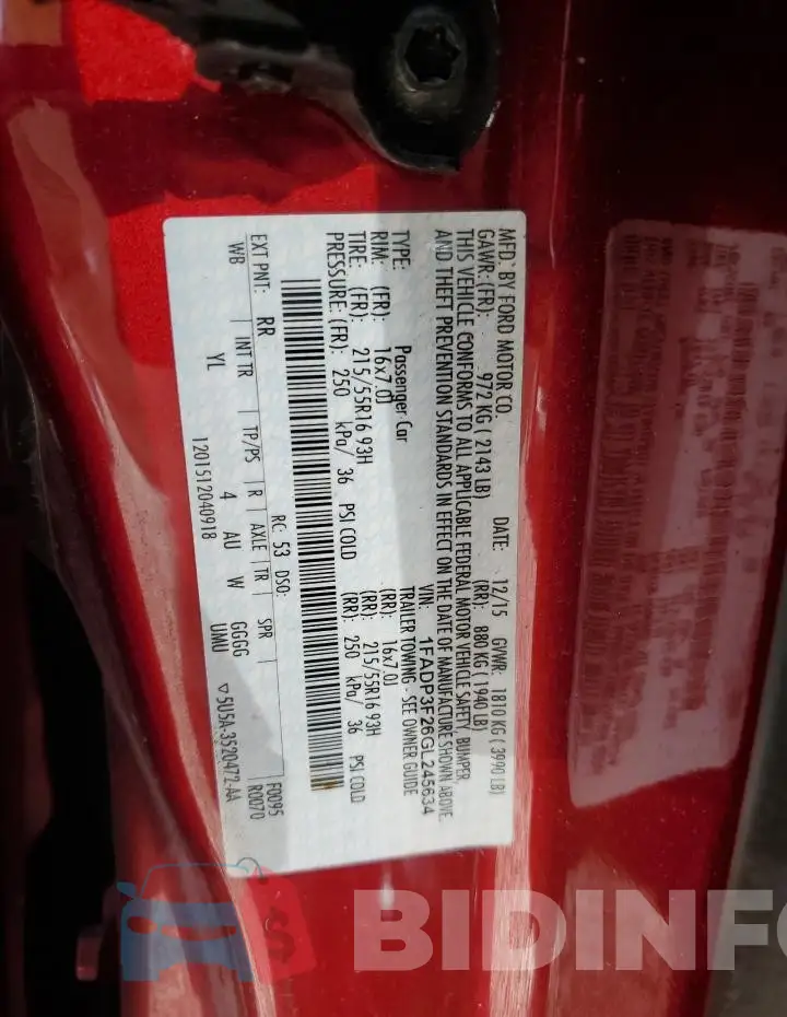 1FADP3F26GL245634 Photo# 12