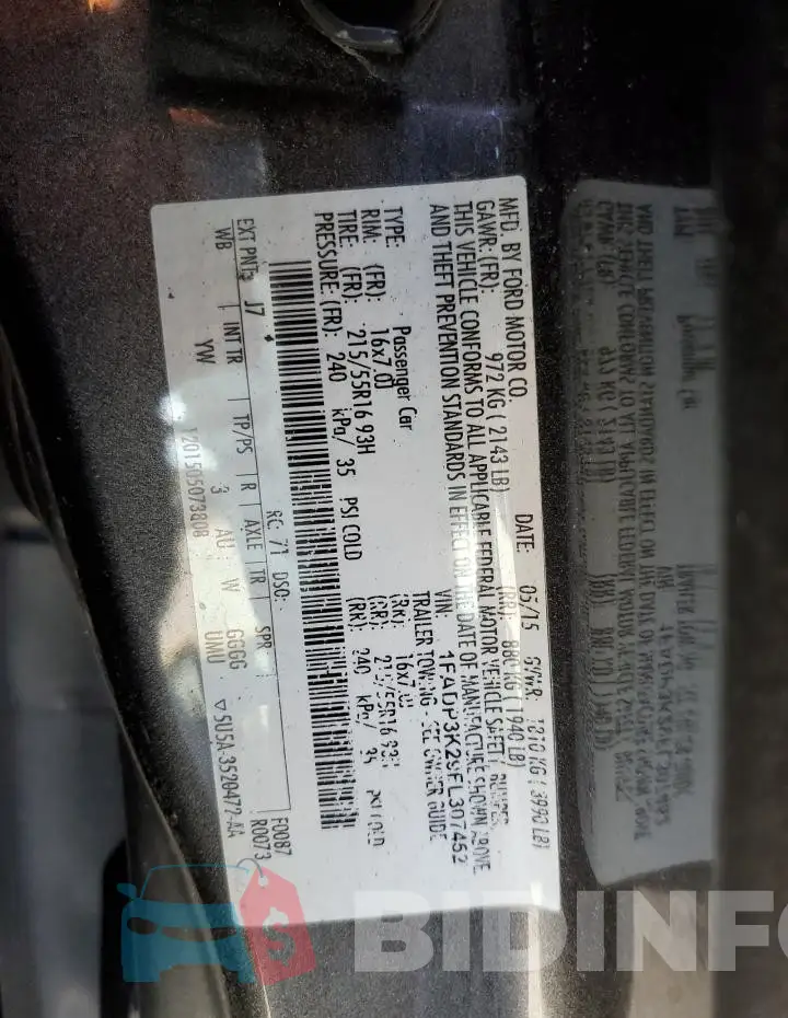 1FADP3K29FL307452 Photo# 12