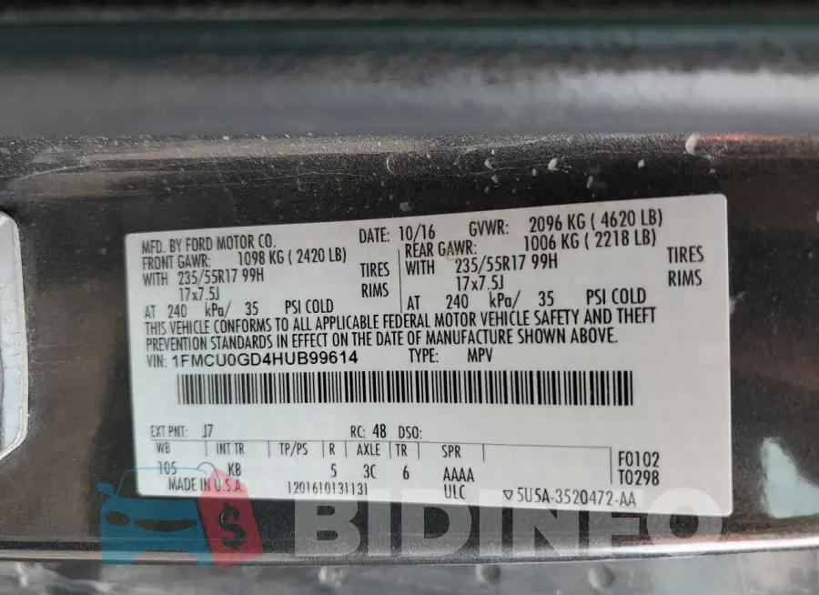 1FMCU0GD4HUB99614 Photo# 12