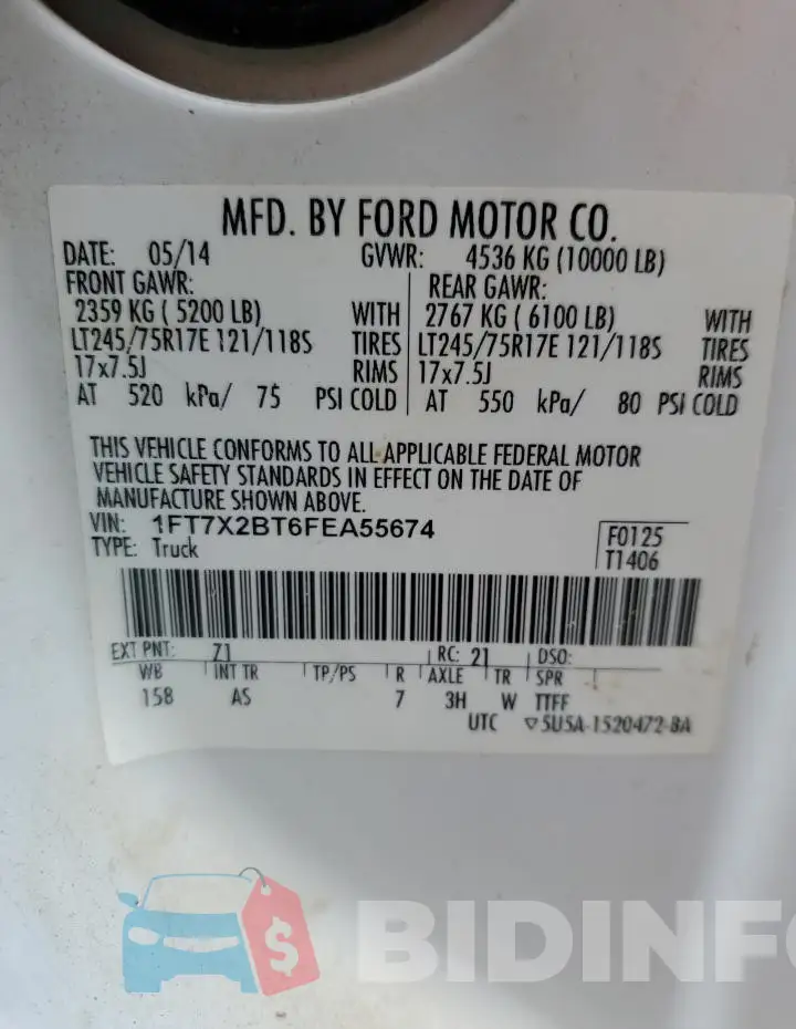 1FT7X2BT6FEA55674 Photo# 12