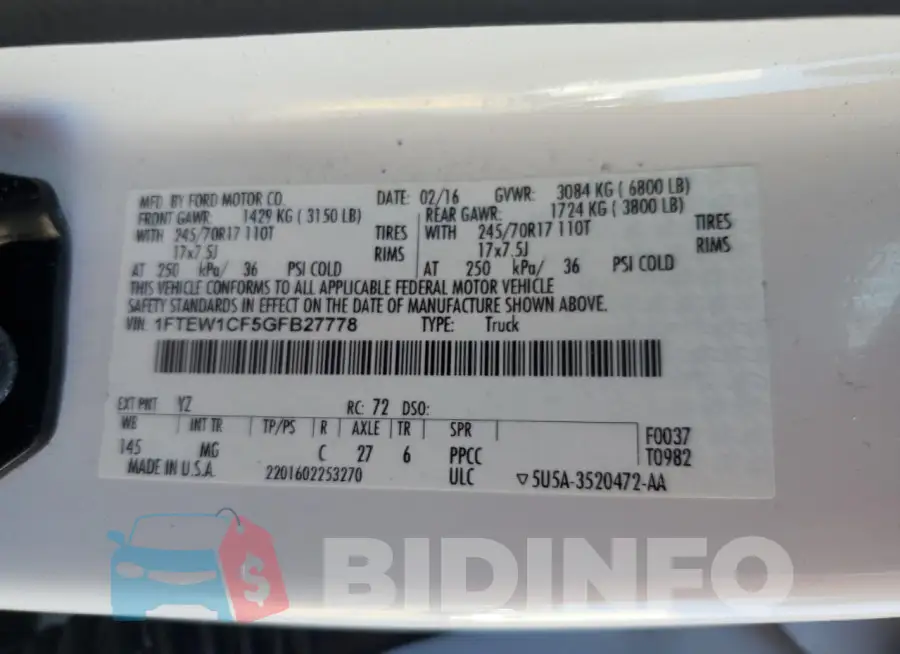 1FTEW1CF5GFB27778 Photo# 12