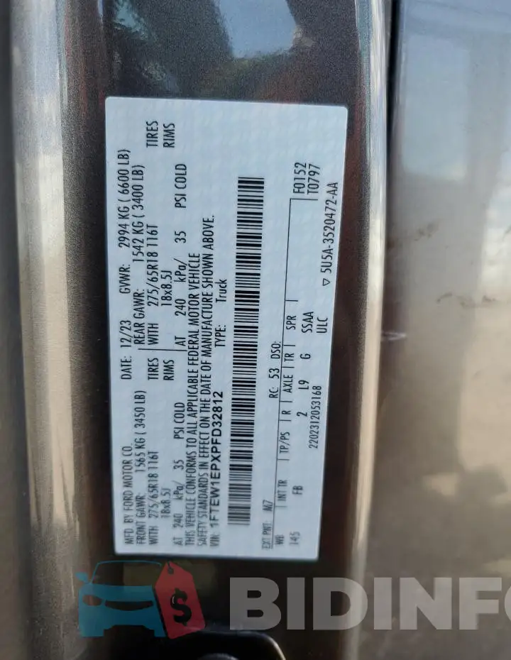 1FTEW1EPXPFD32812 Photo# 12