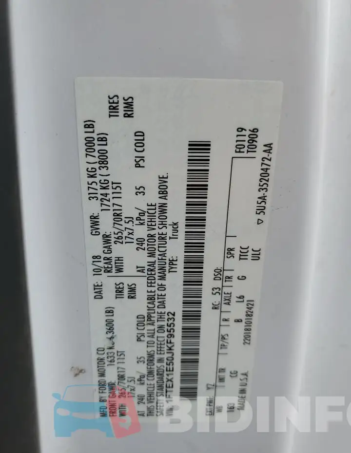 1FTEX1E50JKF95532 Photo# 12