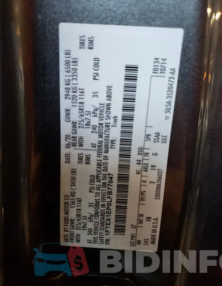 1FTEX1EP0LFB77047 Photo# 12