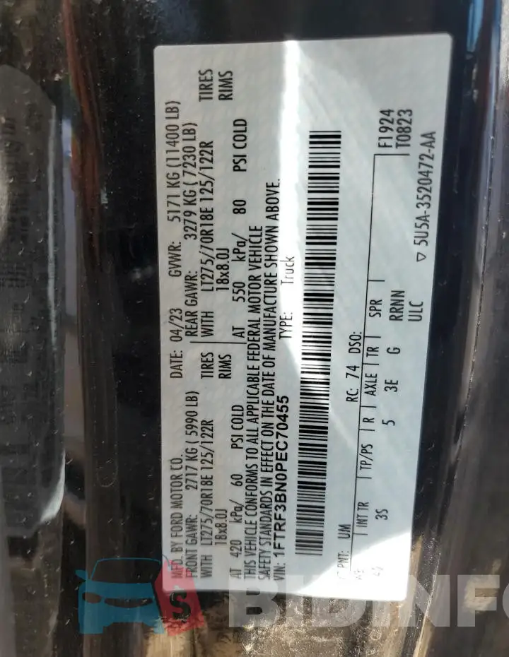 1FTRF3BN0PEC70455 Photo# 12