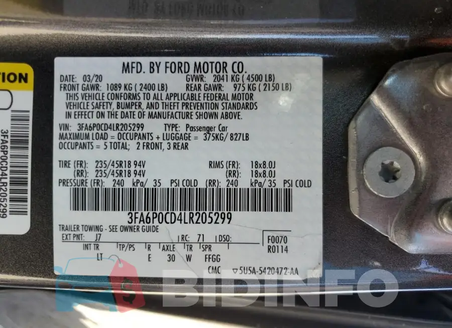3FA6P0CD4LR205299 Photo# 13