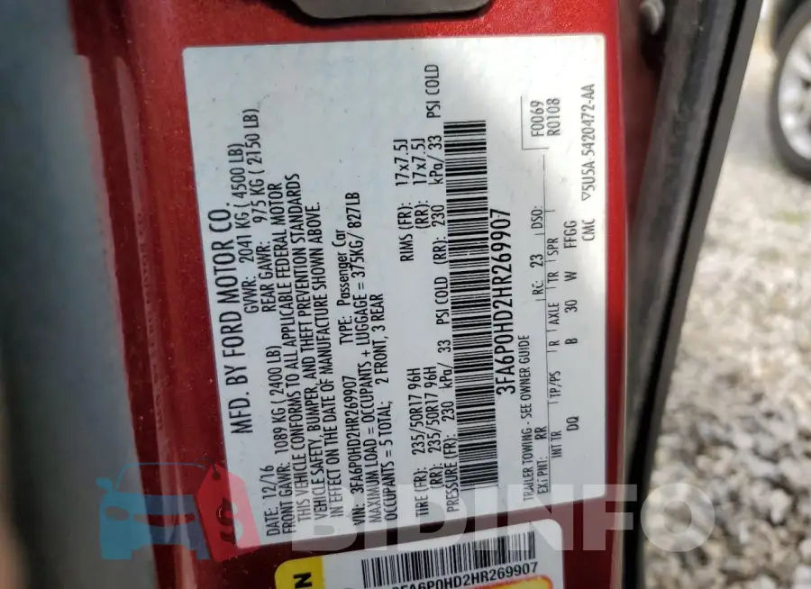 3FA6P0HD2HR269907 Photo# 12