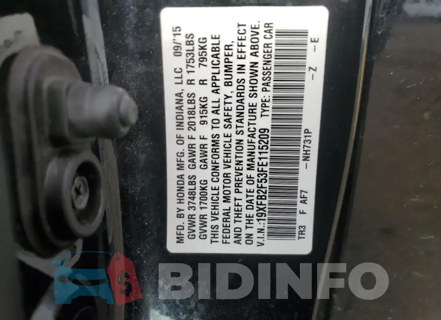 19XFB2F53FE115209 Photo# 13