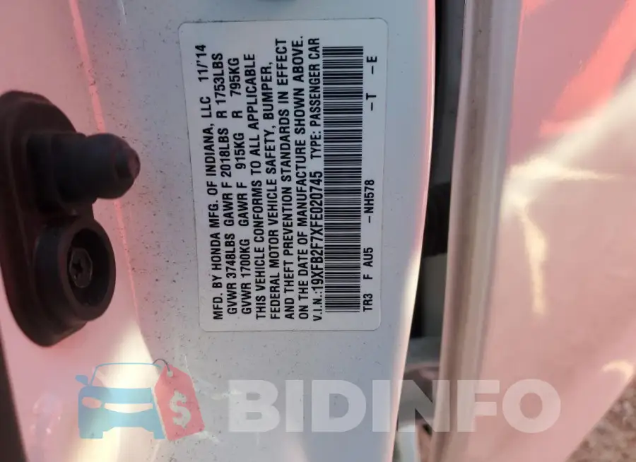 19XFB2F7XFE020745 Photo# 12