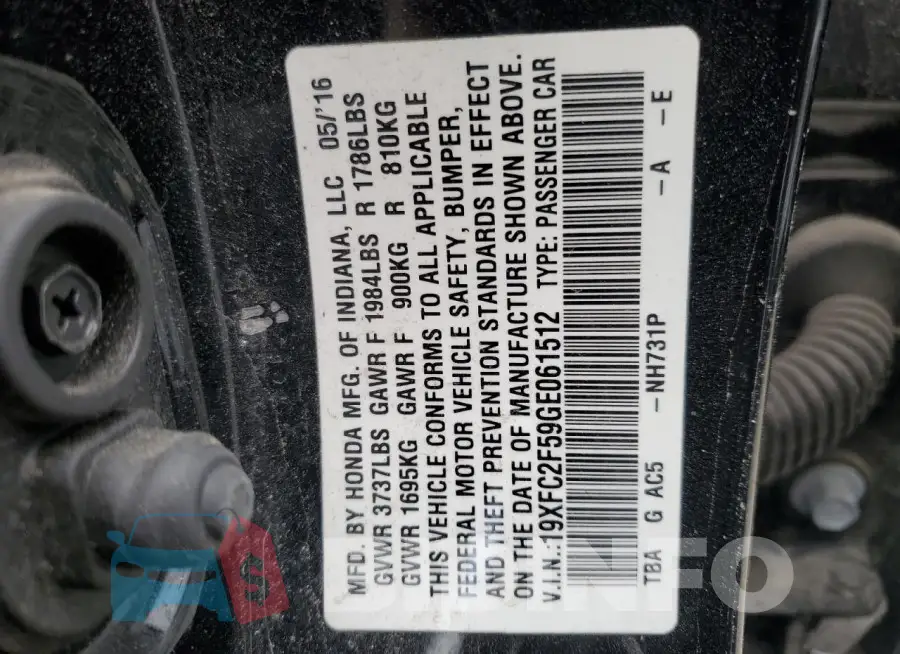 19XFC2F59GE061512 Photo# 12