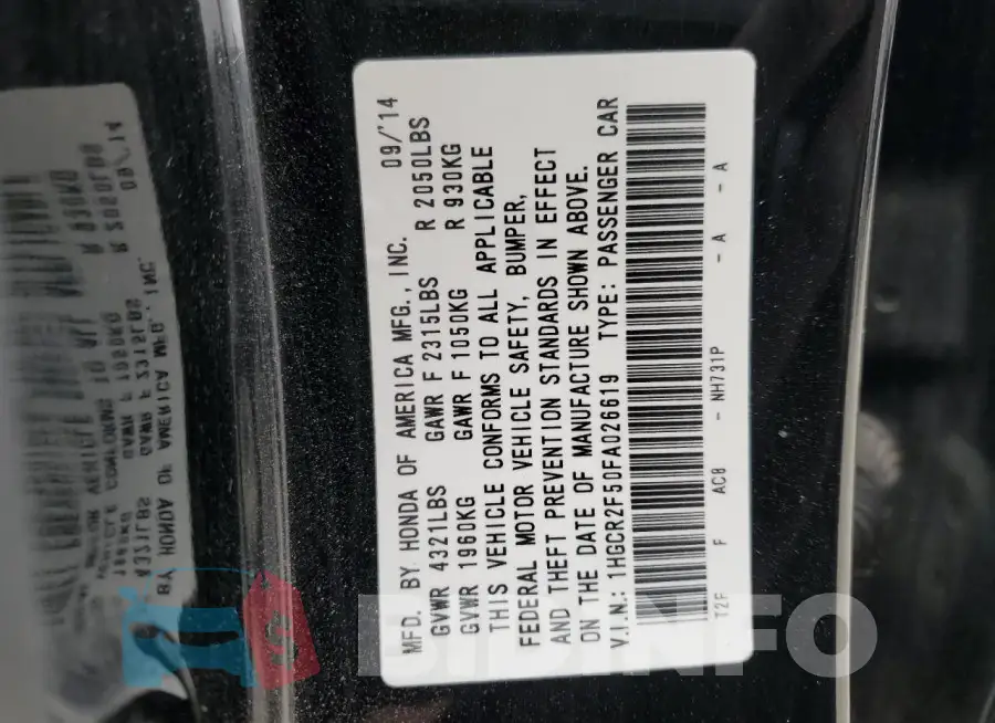 1HGCR2F50FA026619 Photo# 12