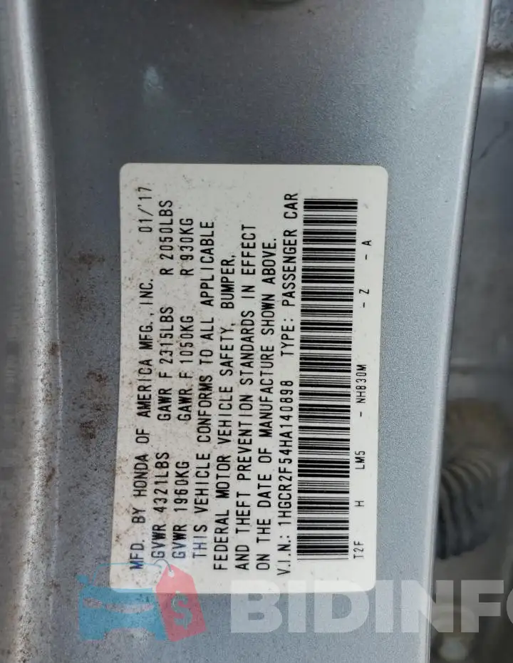 1HGCR2F54HA140898 Photo# 12