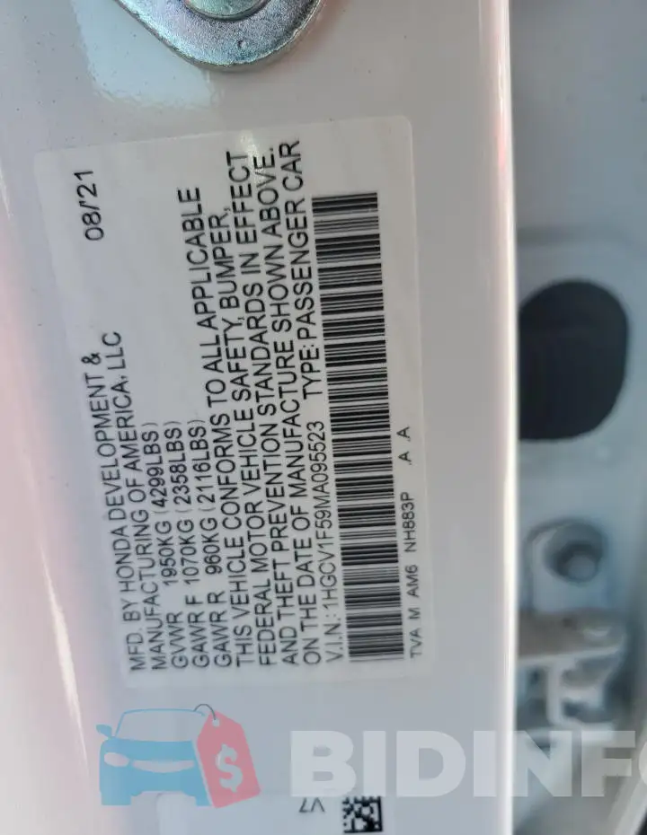 1HGCV1F59MA095523 Photo# 12