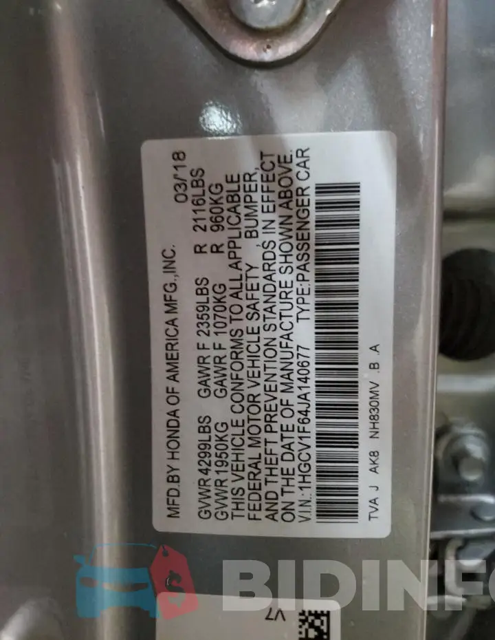 1HGCV1F64JA140677 Photo# 12