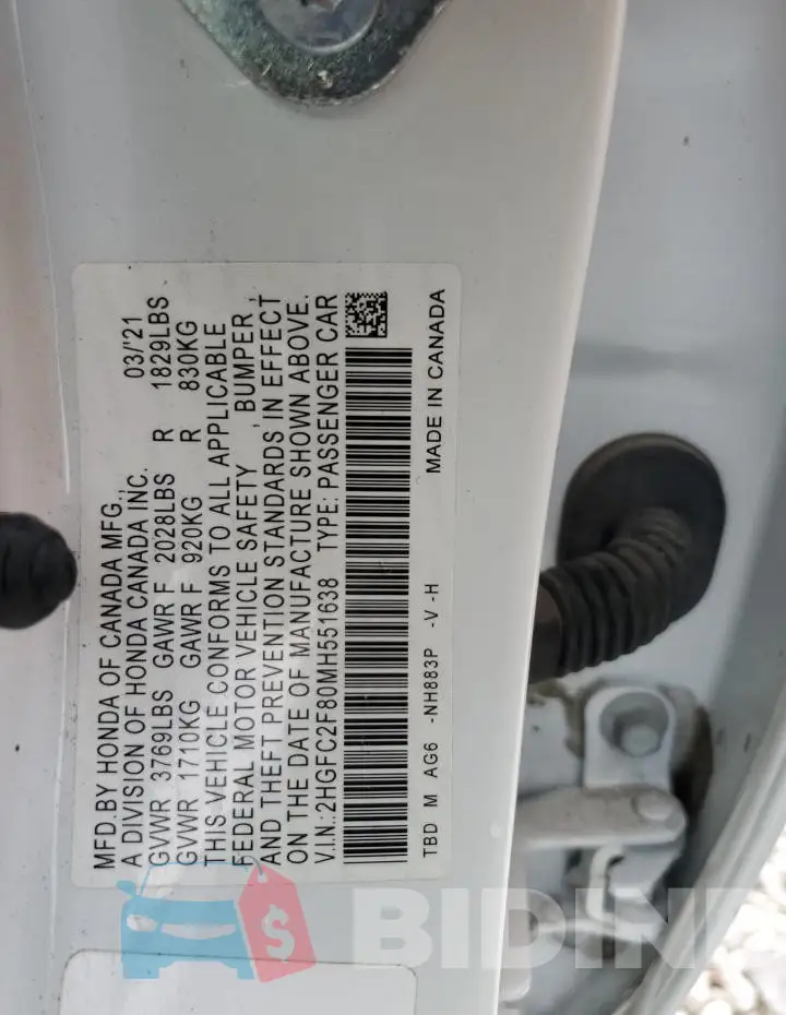 2HGFC2F80MH551638 Photo# 13