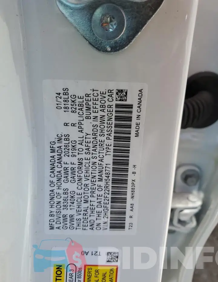 2HGFE2F22RH548771 Photo# 12