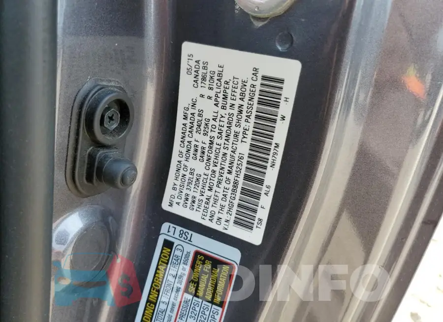 2HGFG3B88FH525761 Photo# 12