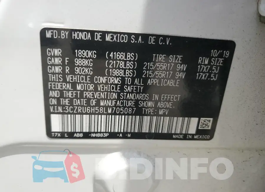 3CZRU6H58LM705087 Photo# 12