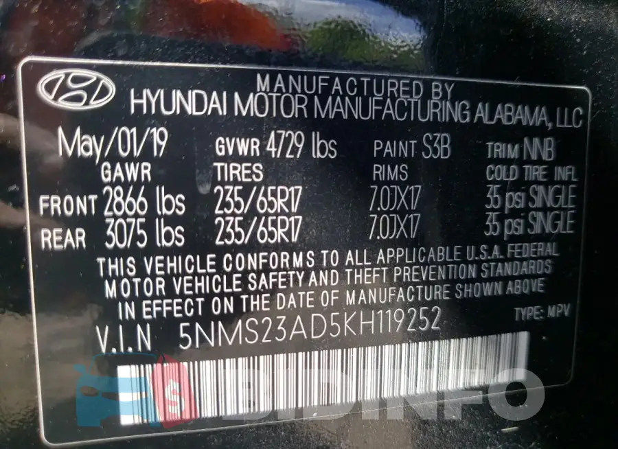 5NMS23AD5KH119252 Photo# 14