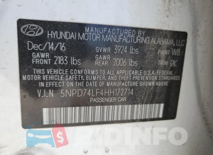 5NPD74LF4HH172714 Photo# 13
