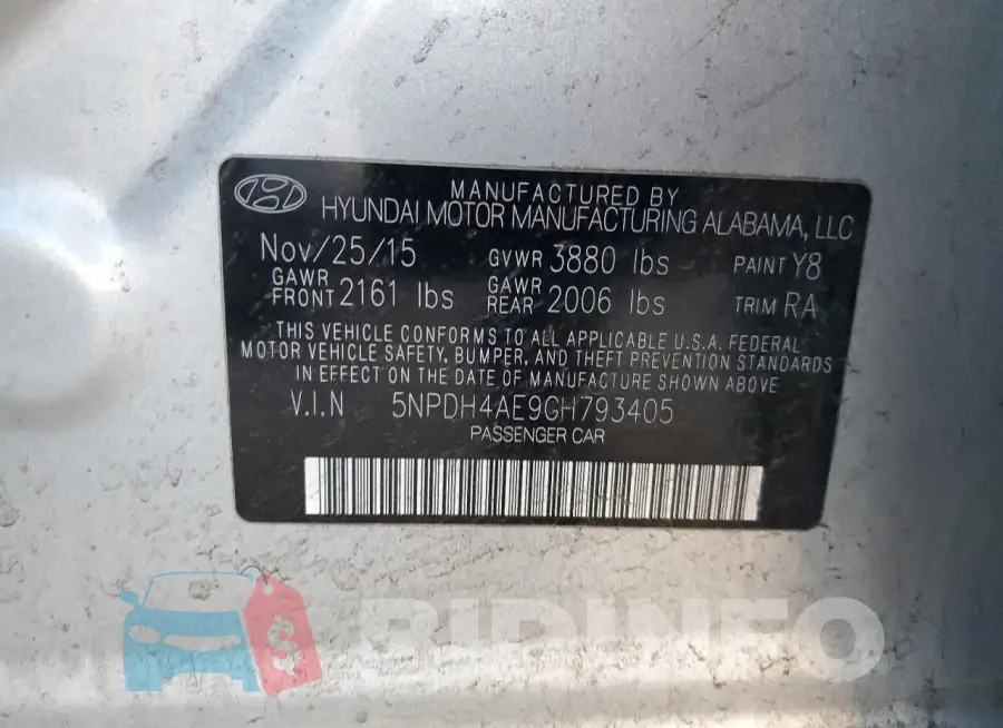 5NPDH4AE9GH793405 Photo# 12