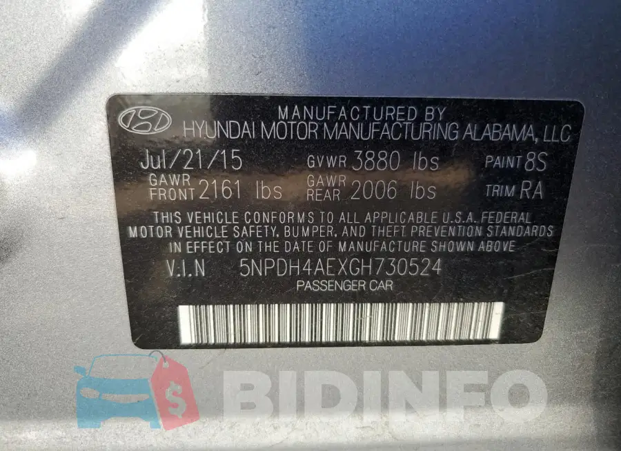 5NPDH4AEXGH730524 Photo# 12