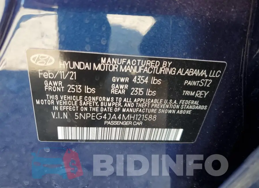 5NPEG4JA4MH121588 Photo# 13