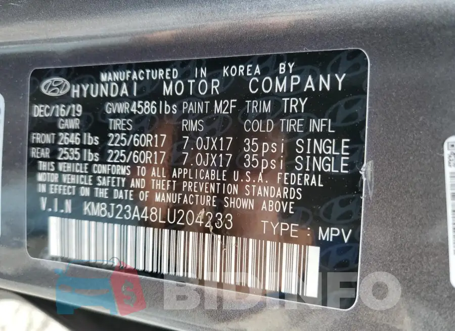 KM8J23A48LU204233 Photo# 13
