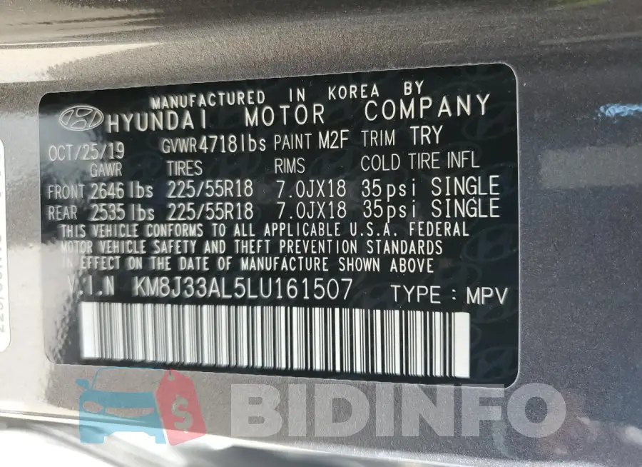 KM8J33AL5LU161507 Photo# 13