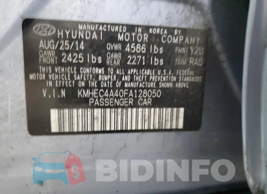 KMHEC4A40FA128050 Photo# 13