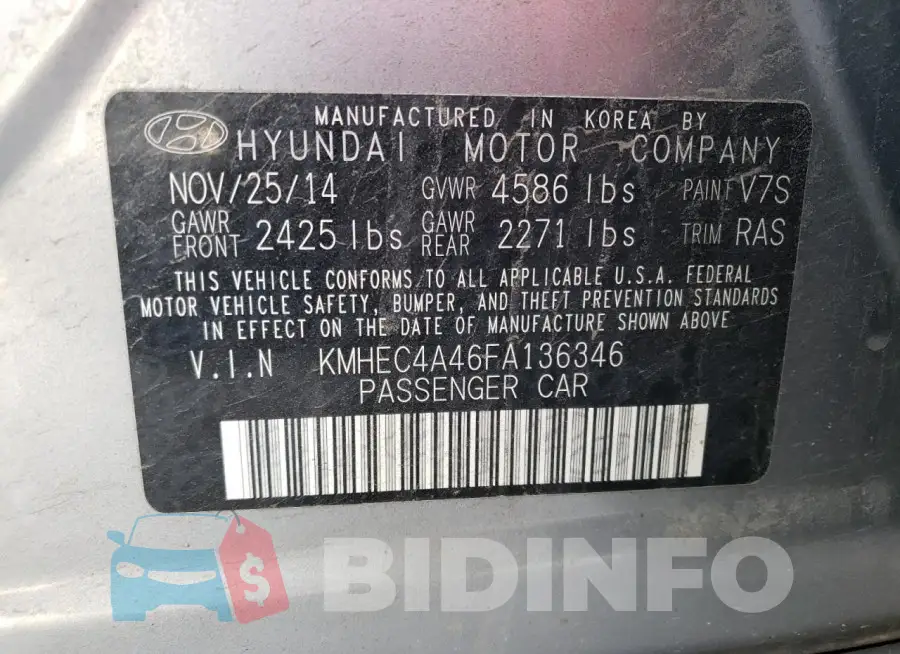 KMHEC4A46FA136346 Photo# 12