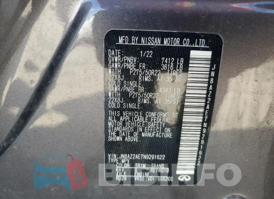 JN8AZ2AE7N9291622 Photo# 13