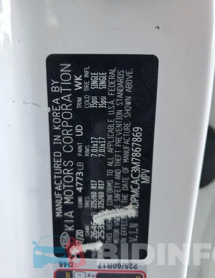 KNDPMCAC3M7867869 Photo# 12