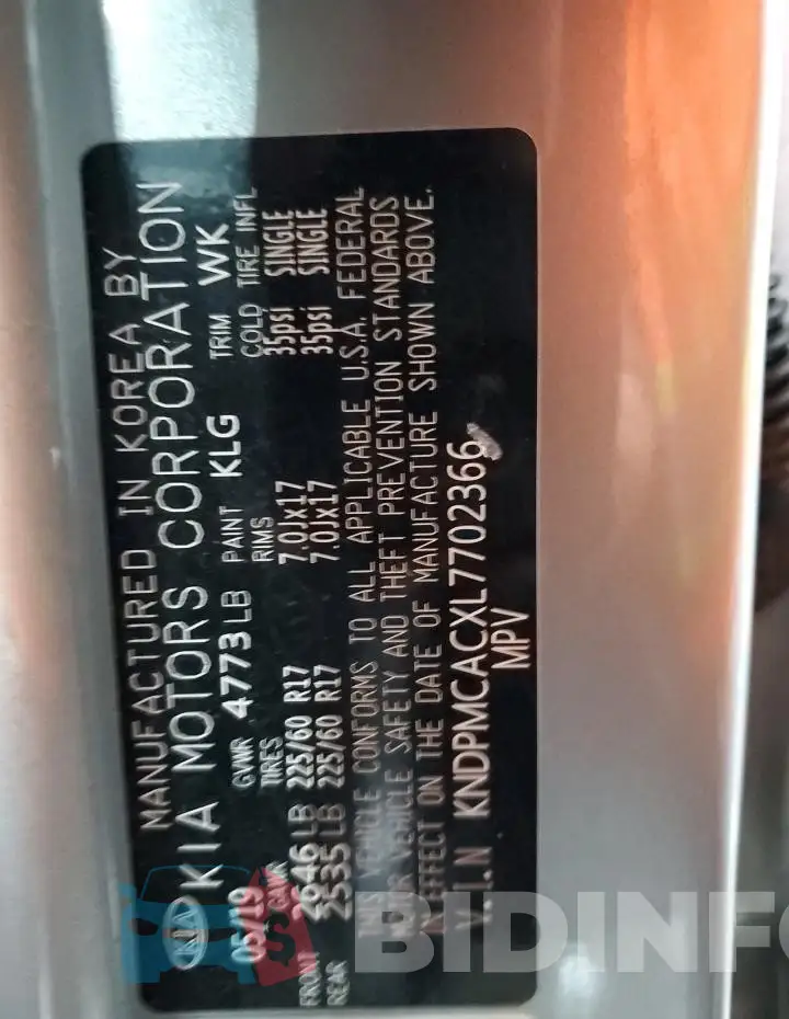 KNDPMCACXL7702366 Photo# 12